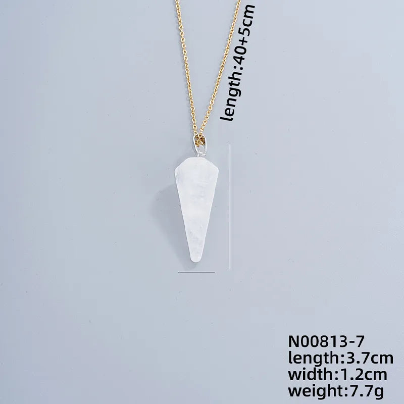 ig style handmade simple style geometric stainless steel natural stone pendant necklace