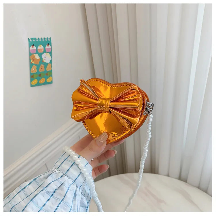 Children's Bag Cute Sweetheart Princess Heart Children's Shoulder Bag Girl Crossbody Small Bag Parent-Child Bow Small Bag