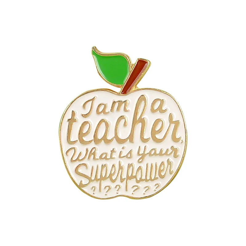 Cartoon New Teachers' Day Gift Brooch Four Color Apple Fun Letters Teacher Brooch Clothes Pin Accessories