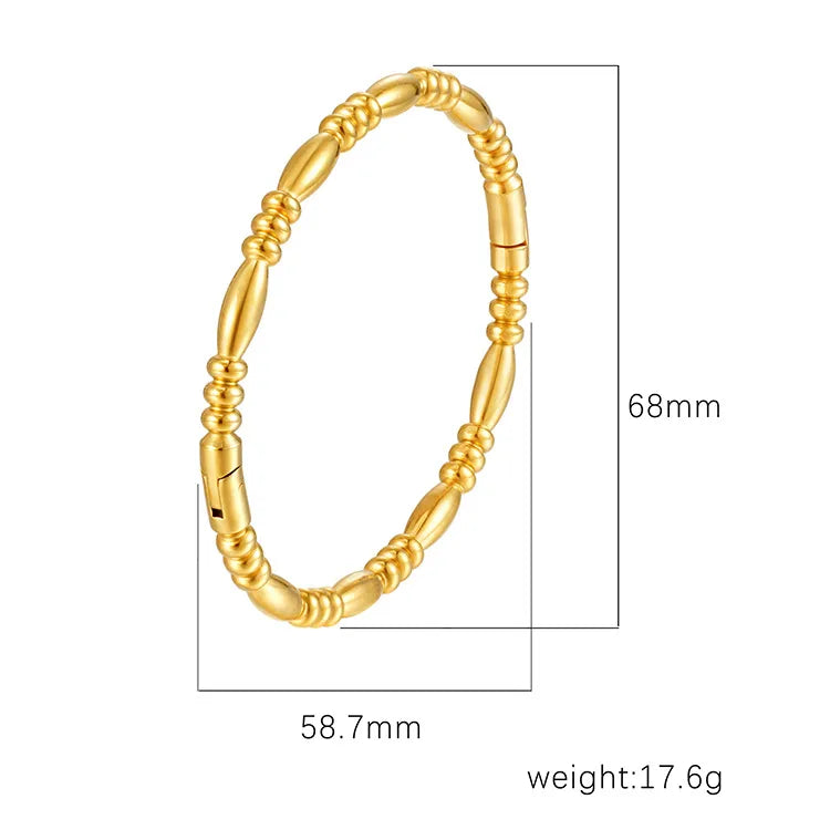 Retro Classic Style Geometric Flower 304 Stainless Steel Bangle In Bulk