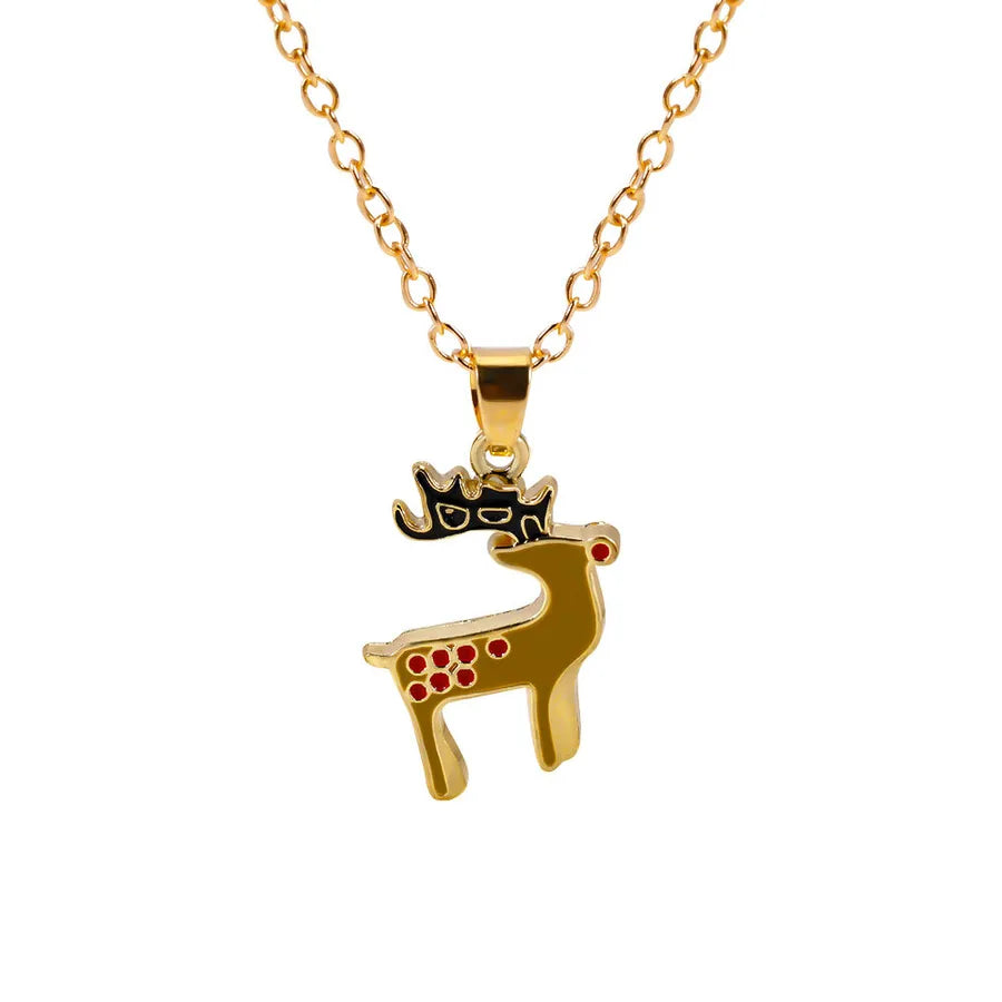 Christmas Themed Alloy Pendant Necklace With Bell Snowflake Design Geometric Pattern For Men And Women Christmas Tree Santa Claus Deer Stick