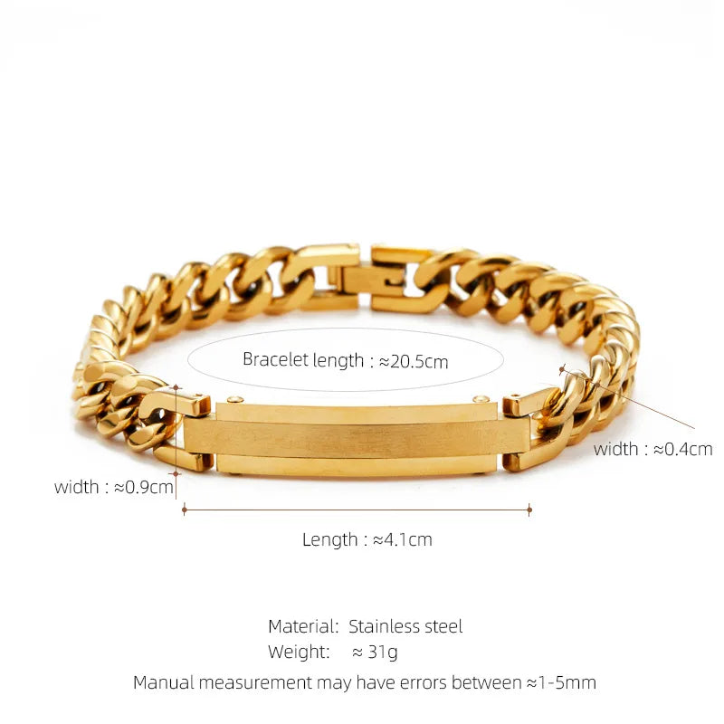 Hip-Hop Geometric 304 Stainless Steel Plating Men's Bracelets Men Chain Bracelets
