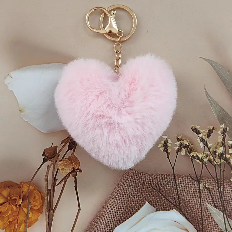 cute sweet solid color plush knitting keychain