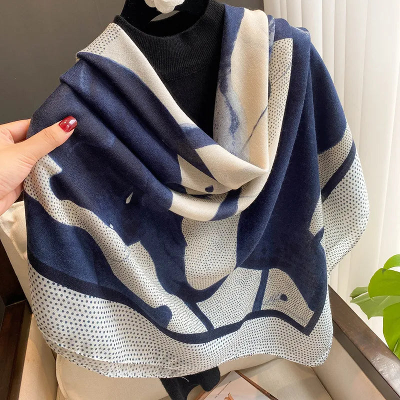 women's retro ethnic style printing polyester printing scarf