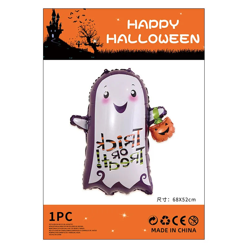 Halloween Decorations Pumpkin Spider Back Card Single Aluminum Foil Balloon Ghost Festival Skull Funny Bar Balloon