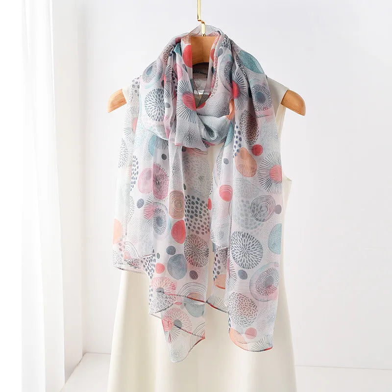 women's elegant geometric satin silk scarf
