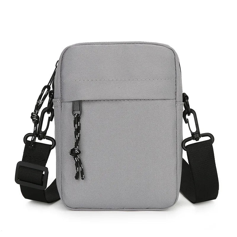 Men's Solid Color Oxford Cloth Zipper Crossbody Bag