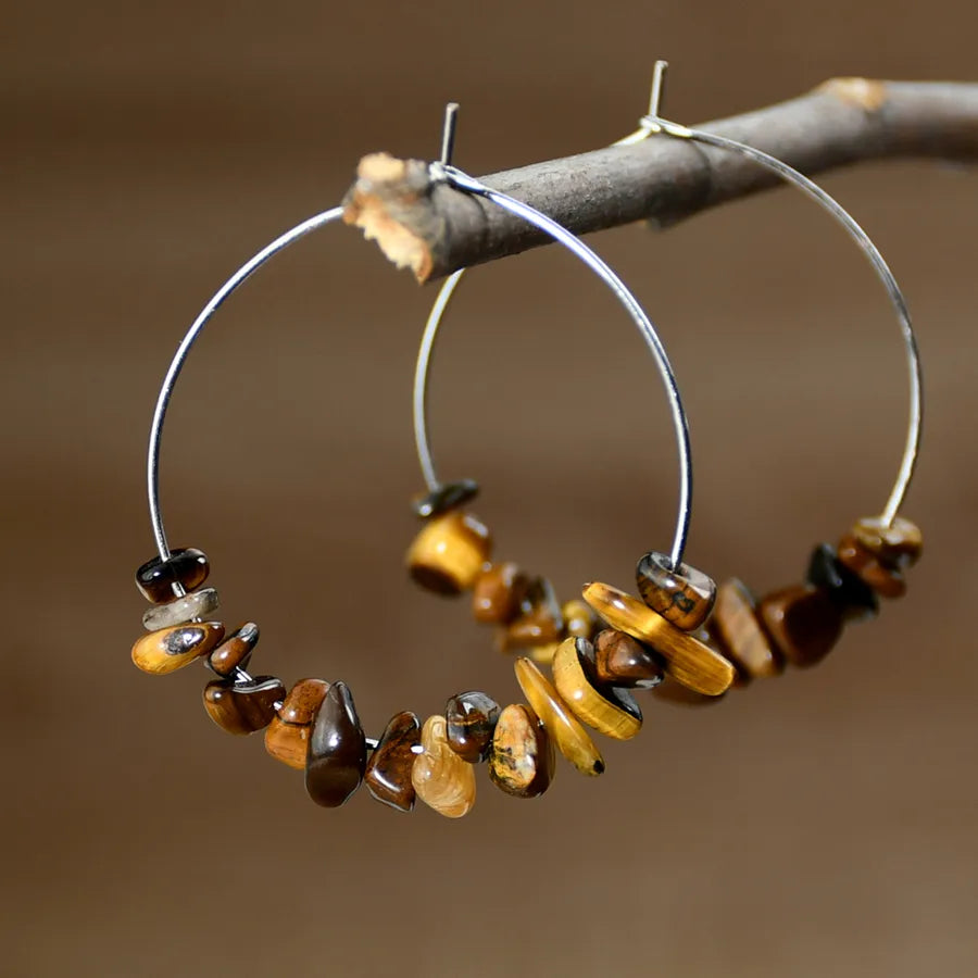1 Pair Elegant Lady Vacation Geometric Beaded natural stone Earrings
