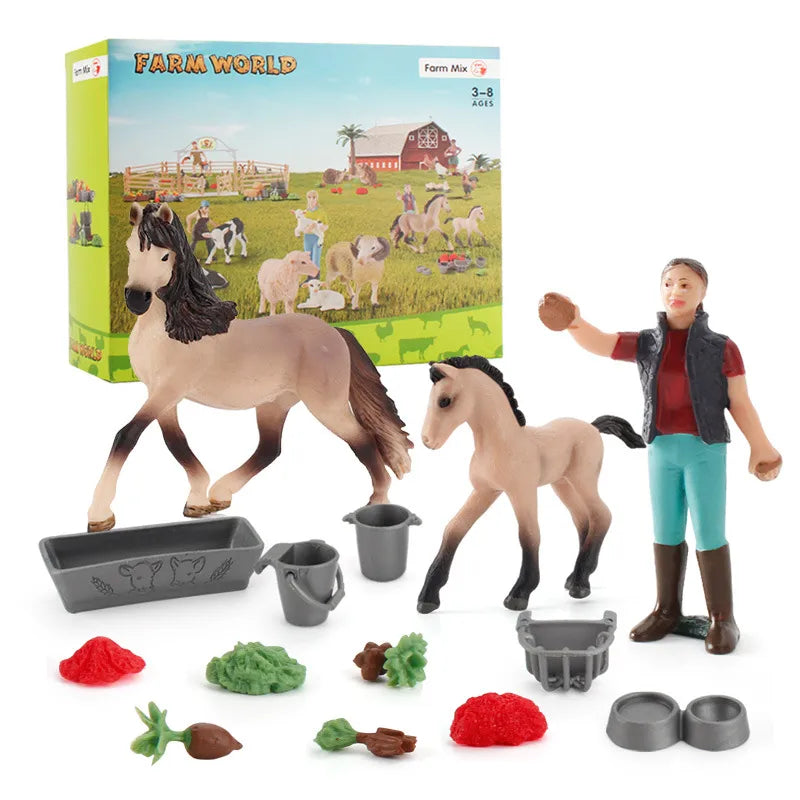simulation mini farm poultry chicken duck goose cow gold small animal miniature model sand table ornaments wholesale