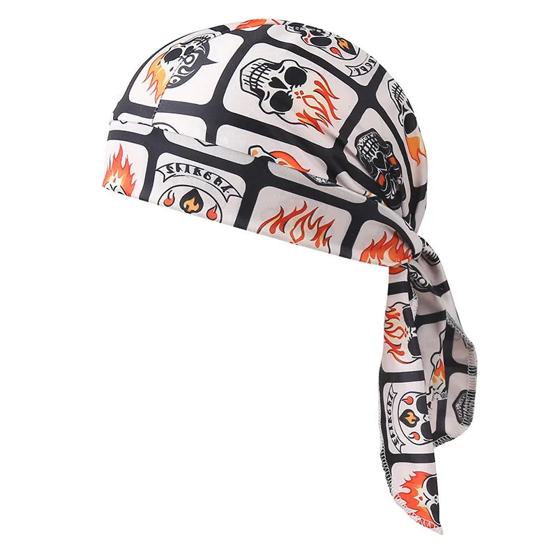 Fashionable Pirate Hat Headscarf Combo For Outdoor Sports And Halloween Party Unique Asymmetric Satin Design Chinese Style Hip Hop