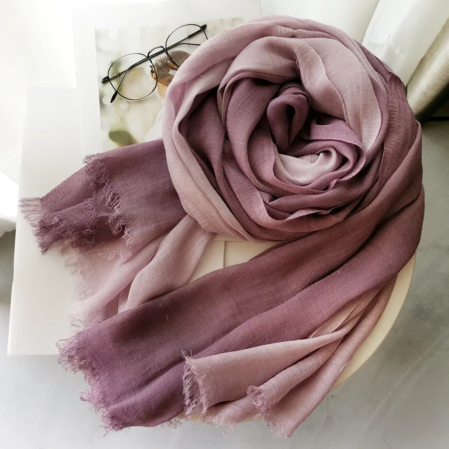women's elegant gradient color cotton scarves & gloves