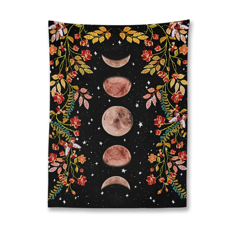 moon phase flowers printing bedroom decoration wall cloth wholesale nihaodropshipping