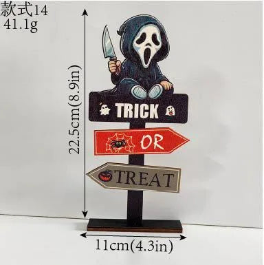 Wooden Halloween Decorations Ghost Festival Props Pumpkin Sprite Letter Wooden Ornaments Ghost Wooden Display Stand