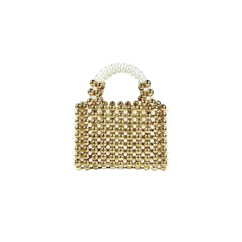 Women's Medium Arylic Solid Color Elegant Streetwear Beading Weave Square Open Square Bag