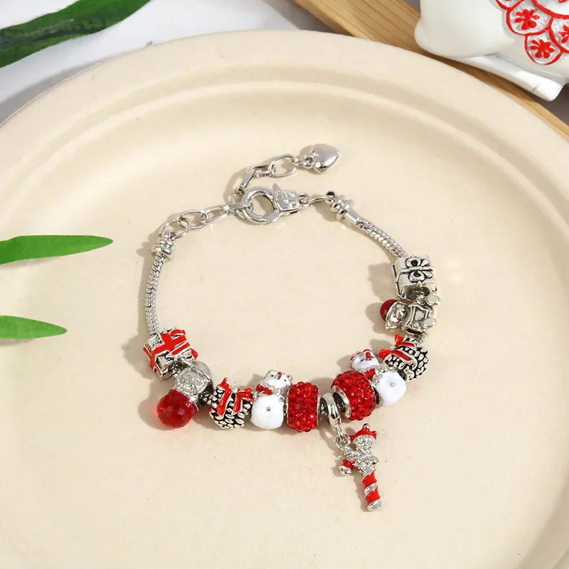 Blue Crystal Beads Bracelet Halloween DIY Snake Bone Bracelet Fashionable OL Style Alloy Cartoon Character Pattern Unisex