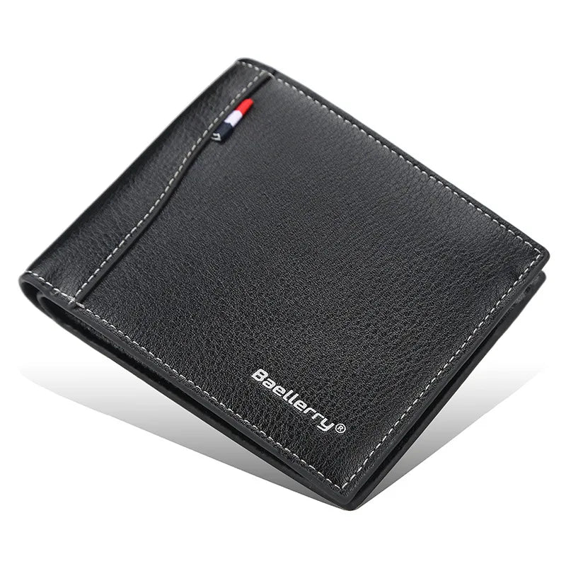 Men's Solid Color Pu Leather Flip Cover Long Wallets
