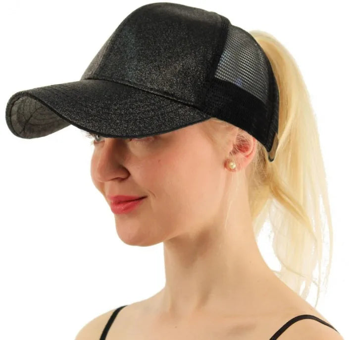 New Style Baseball Cap Breathable Shiny Sequin Mesh Tail Net Hat Sun Protection Summer Fashion Unisex Simple Design Hat