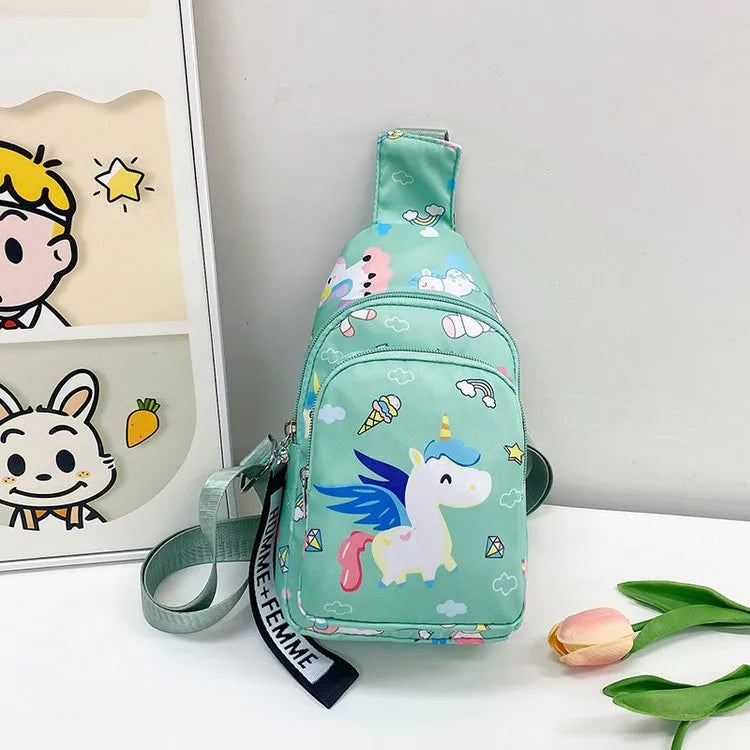 Kid'S Nylon Cartoon  Cute Oval Zipper Fanny Pack