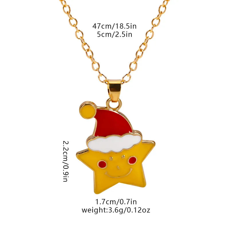 Christmas Elements Deer Santa Claus Alloy Pendant Necklace Christmas Socks Drop Oil Bell Pendant Best Friend Jewelry