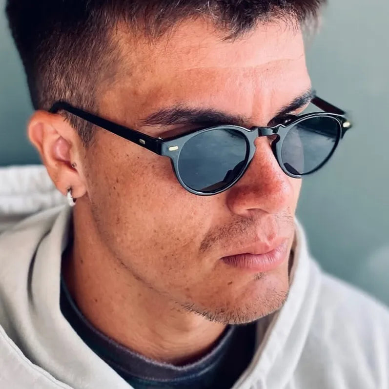 Retro Punk Commute Glasses Ac Round Frame Full Frame Men's Sunglasses
