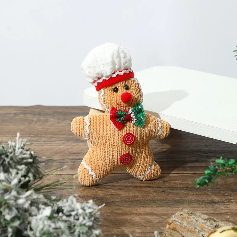 Christmas Decorations Gingerbread Man Stretching Dwarf Figure With Light Biscuit Man Doll Pendant Cartoon European Countryside Style Polyester