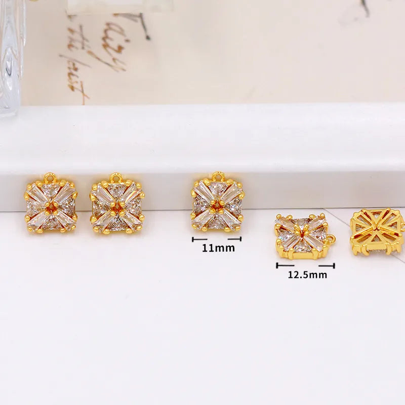 1 Piece Copper Zircon Flower Bow Knot Pendant