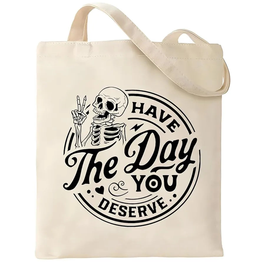 Halloween Unisex Medium Canvas Pumpkin Letter Streetwear Square Open Canvas Bag