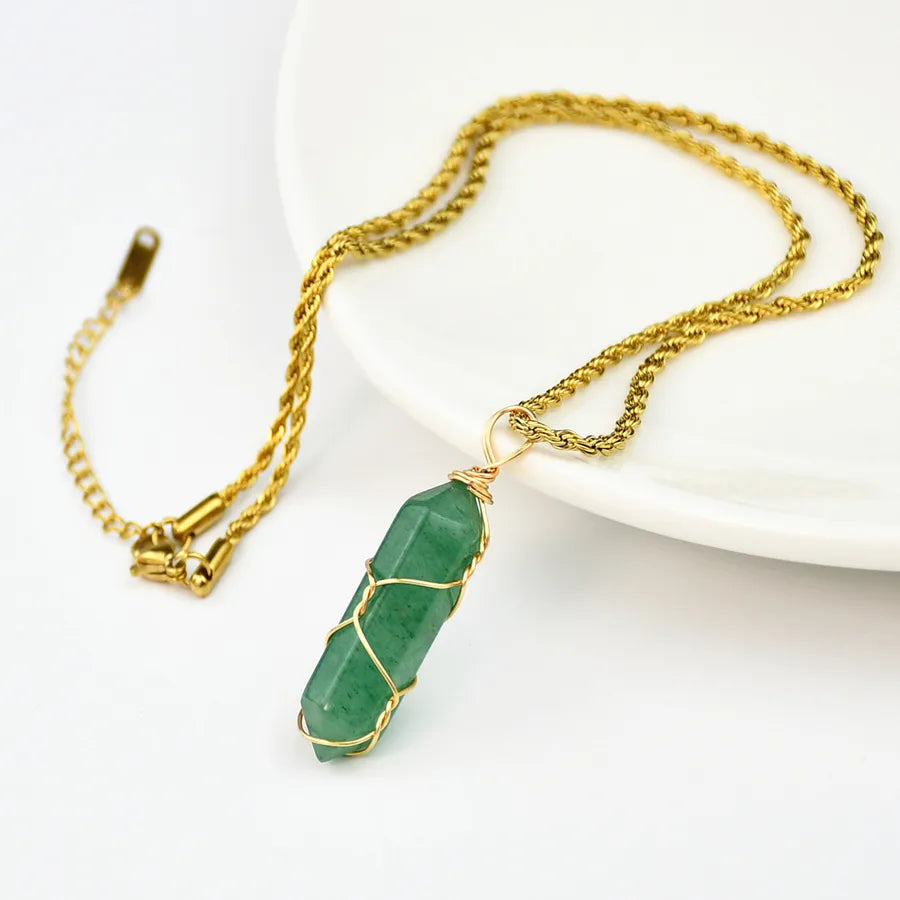 Simple Style Color Block natural stone Gold Plated Pendant Necklace In Bulk