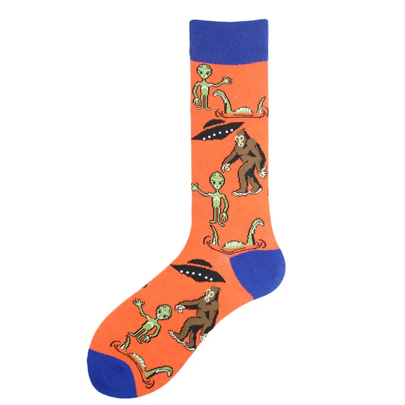 men's cartoon style animal cotton ankle socks a pair