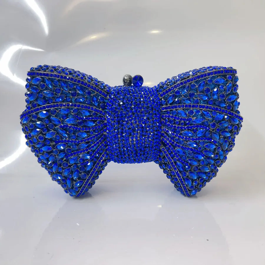 banquet dress with diamond Bow and Diamond evening bag with gem bag for women New Bow Clutch