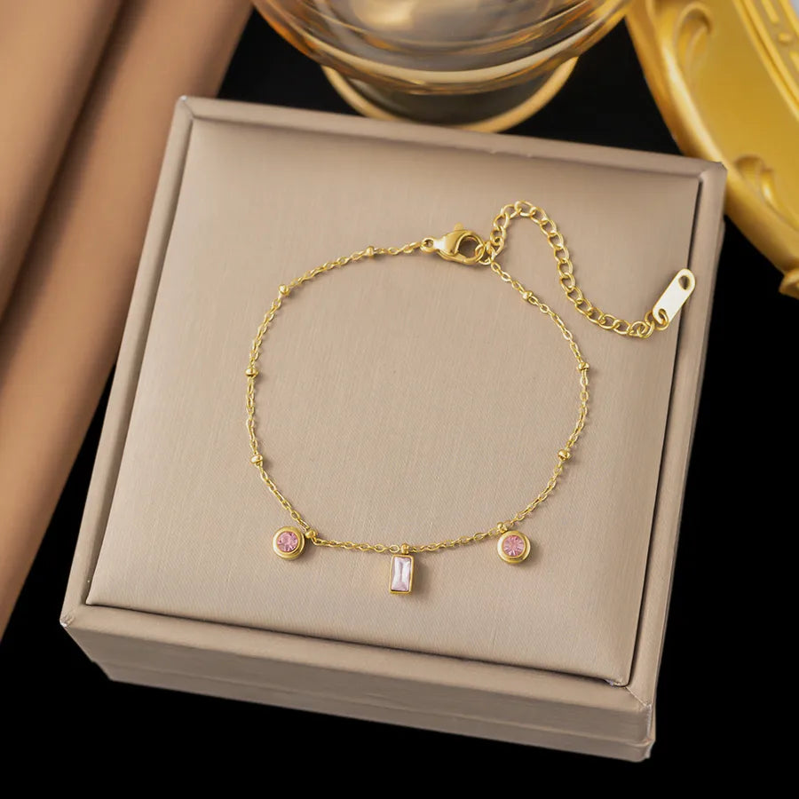 Elegant Simple Style Geometric 304 Stainless Steel Paperclip Chain cable chain Bracelets In Bulk