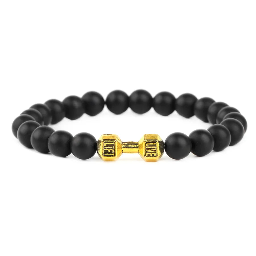 Casual Vintage Style Classic Style Round Polyester Lava Rock Beaded Men's Bracelets
