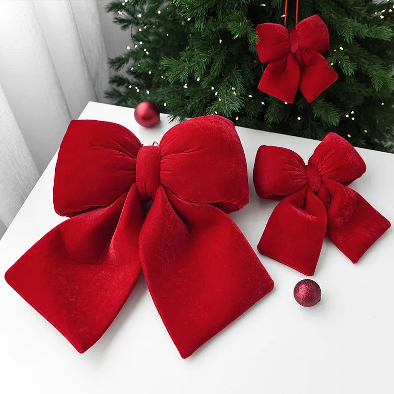 Nuchi Large Velvet Christmas Decoration 3D Christmas Tree Ornament DIY Embroidery Festive Butterfly Knot Holiday Craft