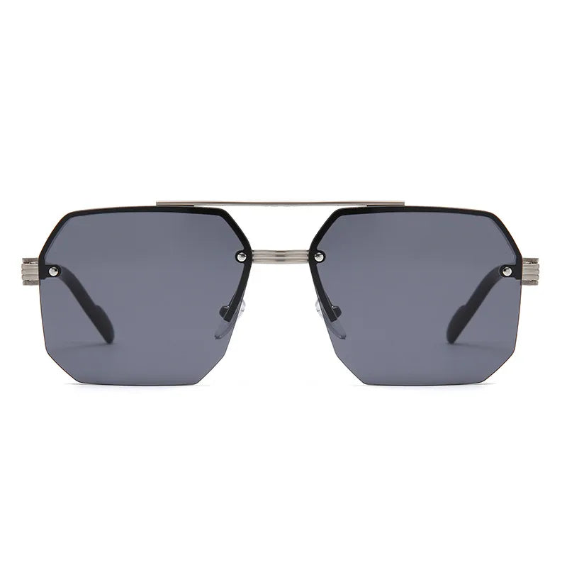 Retro Streetwear Solid Color Pc Square Half Frame Men's Sunglasses