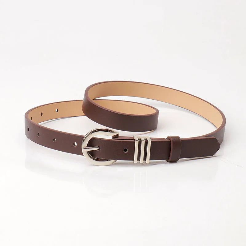 Simple Style Solid Color Pu Leather Alloy Women's Leather Belts