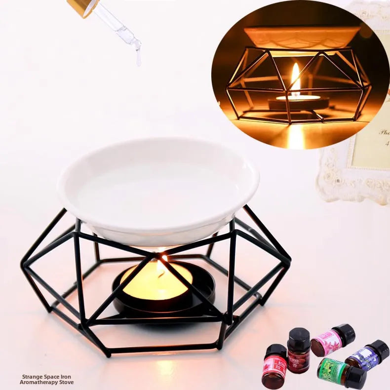 Factory wholesale  wrought iron aromatherapy stove essential oil stove candlestick pleasure body and mind full English color box quality inspection