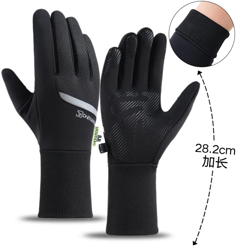 Cycling gloves winter Q9063 Waterproof warm velvet touch screen windproof motorcycle fitness outdoor sports gloves
