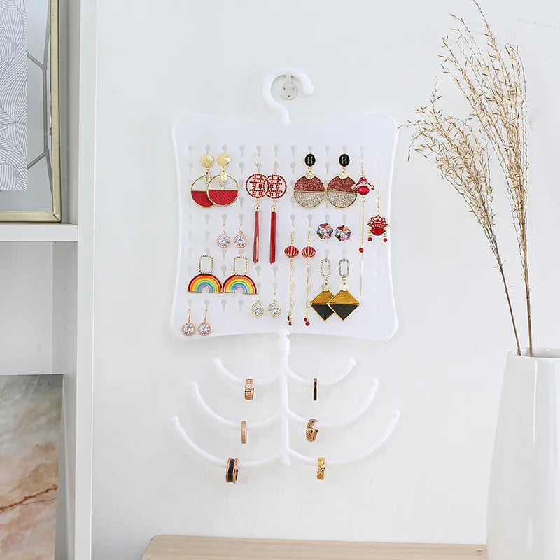 Creative Multi-Purpose Wall Mounted Jewelry Display Rack Key Holder Ring Holder Earring Holder Artistic Plastic Storage Organizer
