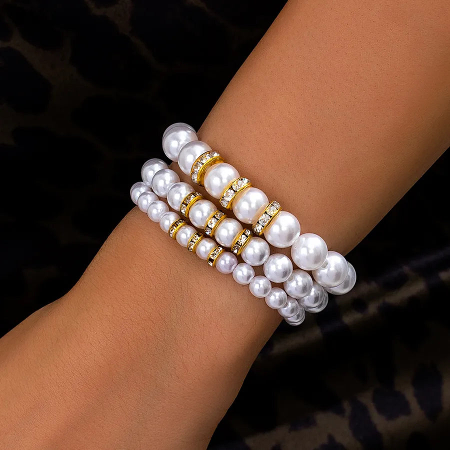 Basic Simple Style Geometric Artificial Pearl Plastic Beaded Bracelets Wholesale