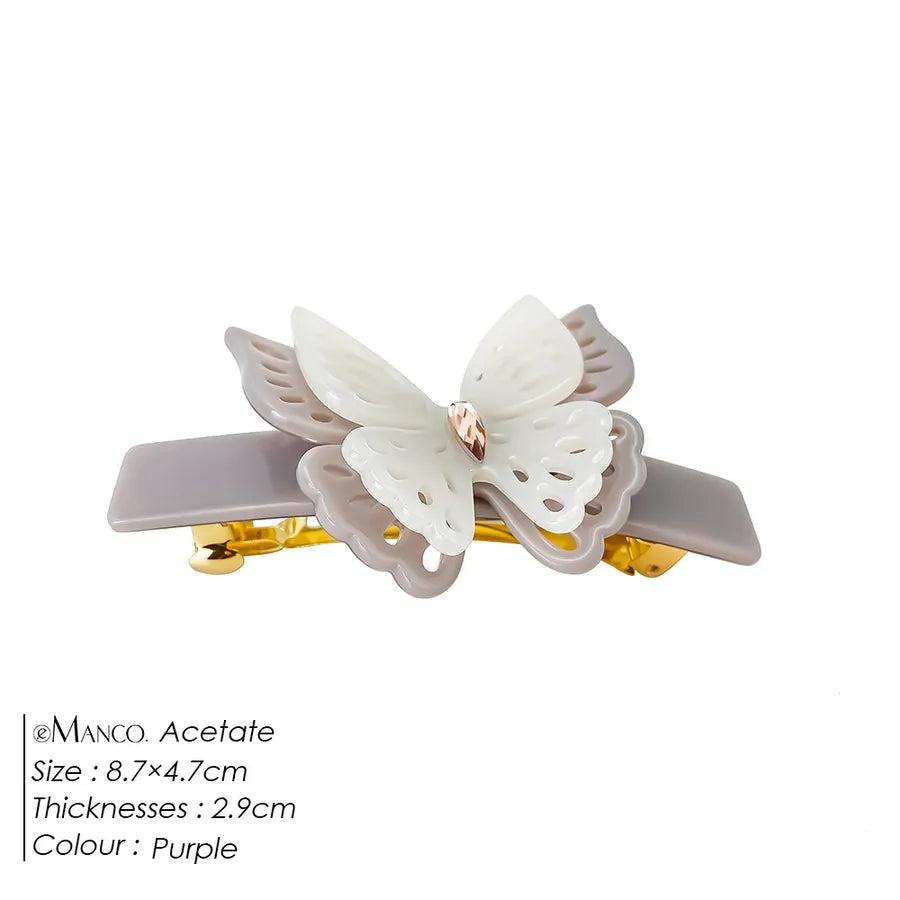 Emanco Double Layer Butterfly Hair Claw Gradient Color Half Updo Shark Fin Clip Versatile Hair Accessories For Women