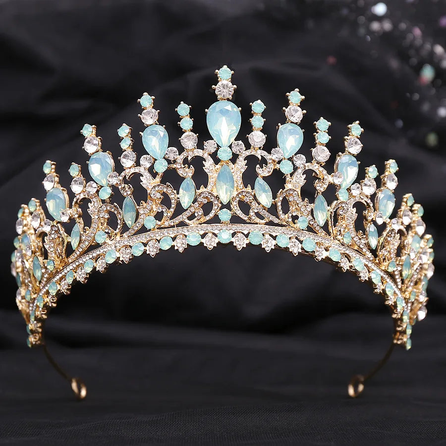 H1349  Bestselling Forest System Hair Accessories Headband Leaf Embedded Crystal Baroque Wedding Bride Vintage Crown