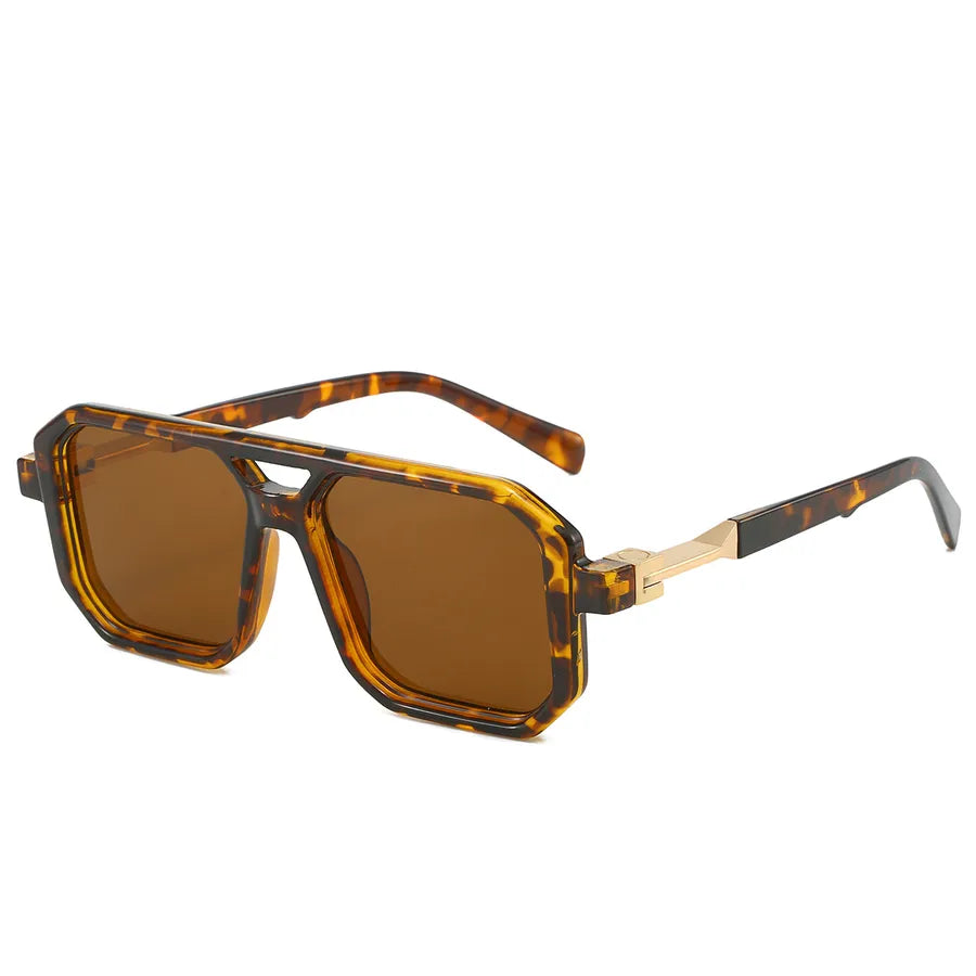 retro color block pc square full frame men's sunglasses