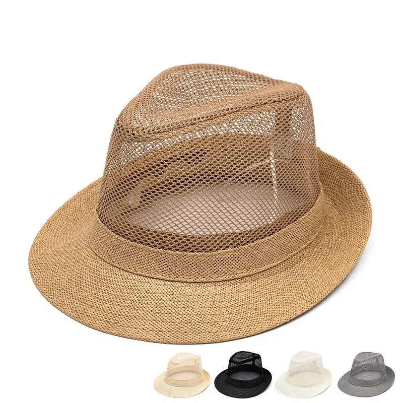 Men's Casual Style Vacation Solid Color Flat Eaves Straw Hat