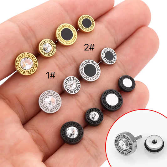1 Piece Simple Style Classic Style Round Polishing Inlay 316L Stainless Steel  Zircon 18K Gold Plated Ear Studs