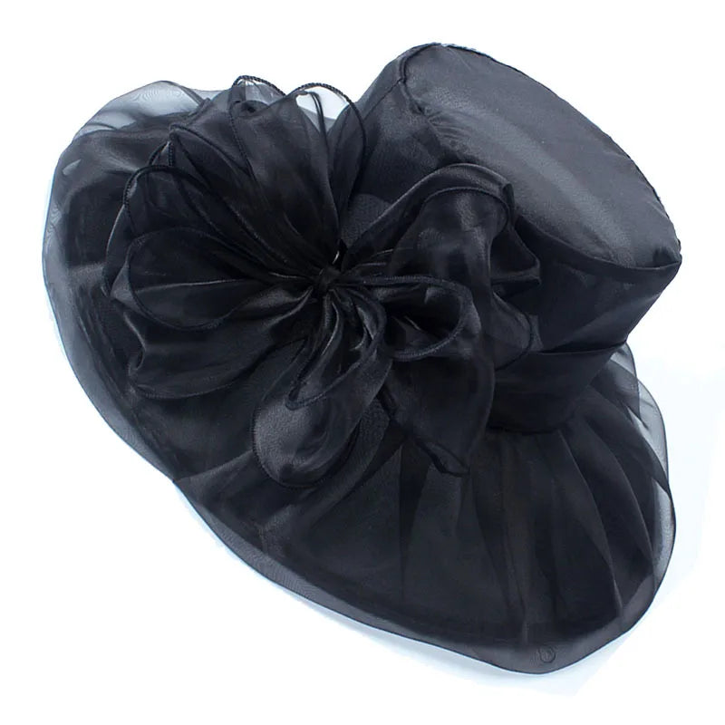 Women's Exaggerated Lady Vacation Solid Color Flower Big Eaves Sun Hat