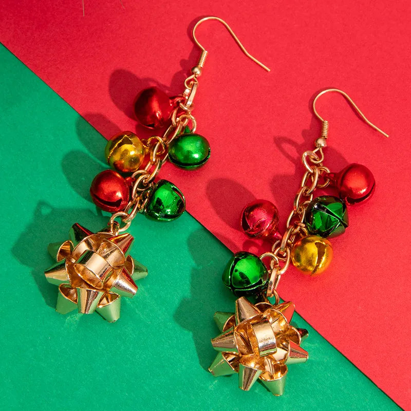 Christmas Bell Beads Colorful Minimalist Design Sensation Earrings Geometric Pattern Alloy Christmas Style For Women