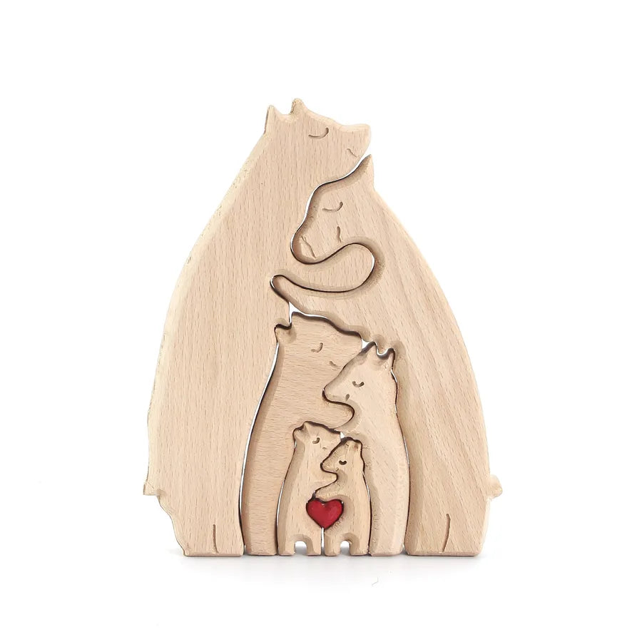 Mother'S Day Simple Style Bear Heart Shape Wood Casual Home Daily Ornaments