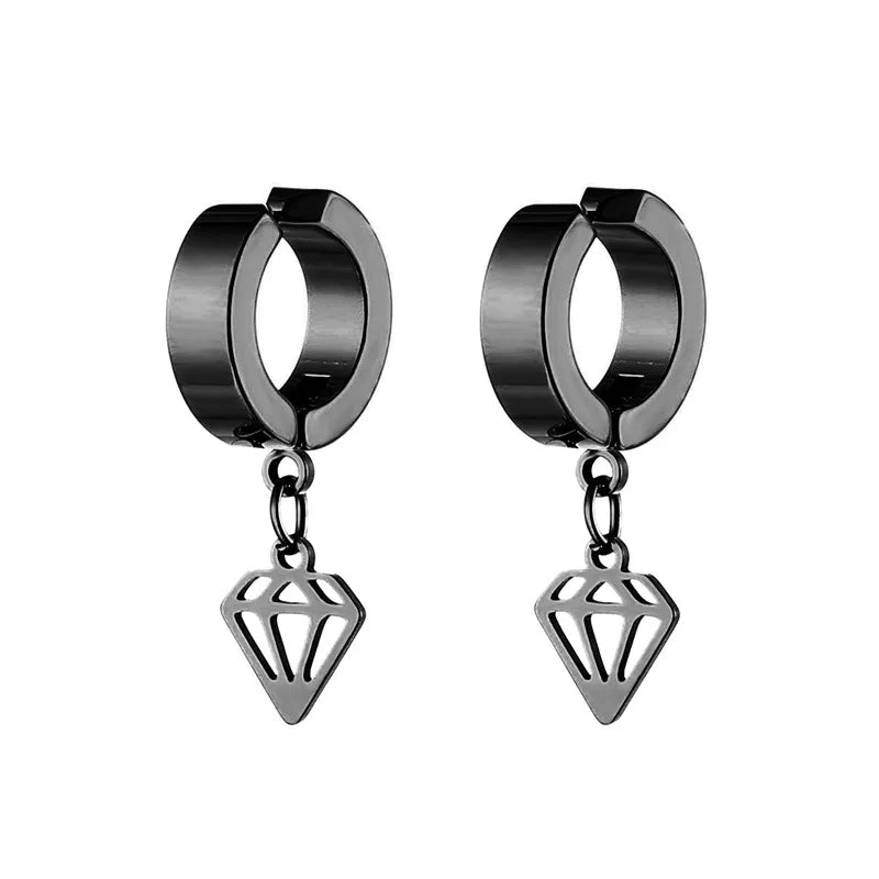 1 piece simple style solid color stainless steel plating hollow out drop earrings ear clips