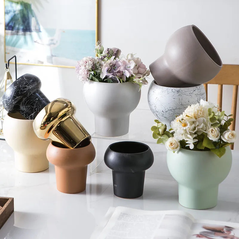 Simple Style Classic Style Solid Color ceramics Flowerpot Artificial Decorations