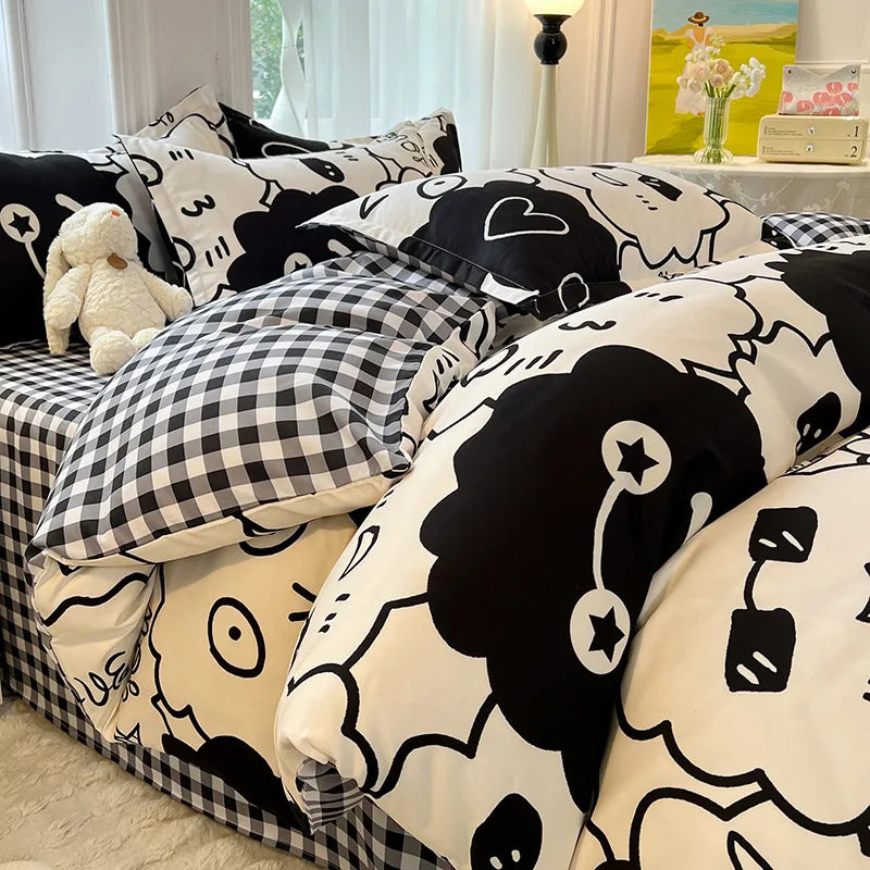 Factory wholesale Aloe cotton four-piece bedding set student dormitory quilt sheet 4-piece one-piece delivery